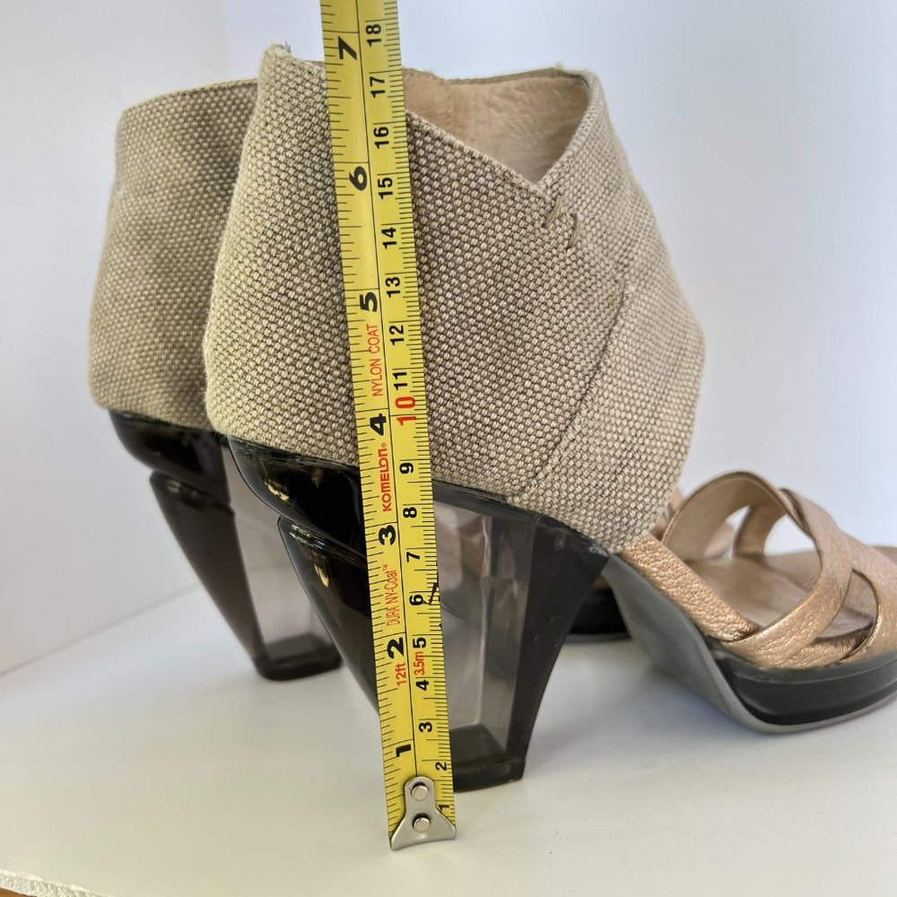 FARYL ROBIN Drea Metallic Clear Heel Platform Ankle Booties - Picture 12 of 12